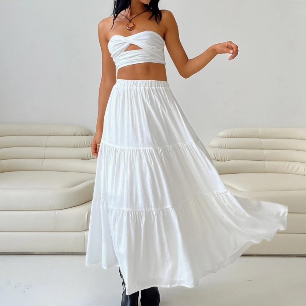 Elegant White Maxi Skirt and Top